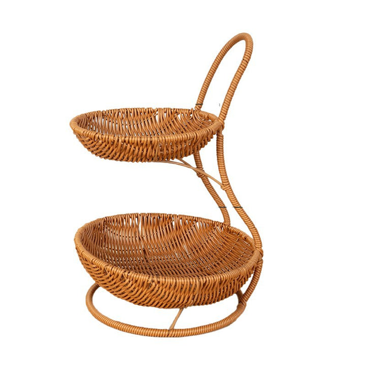Two-Tiered Wicker Fruit Stand Bowlift