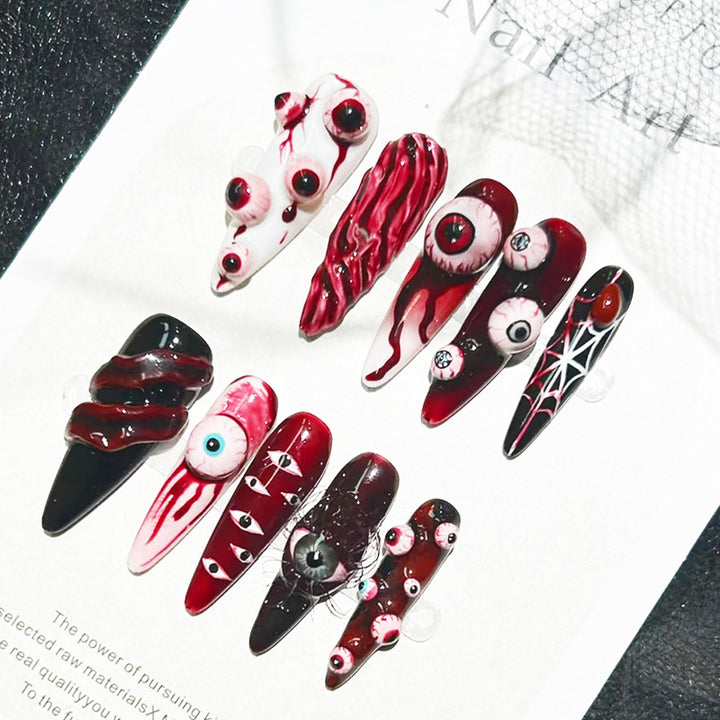Creative Halloween-Themed Press-On Nail Set Bowlift