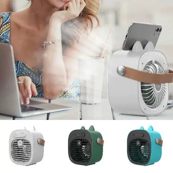 Unisex One Size compact USB rechargeable personal mist cooler with adjustable grid air humidifier and leather carrying strap Bowlift