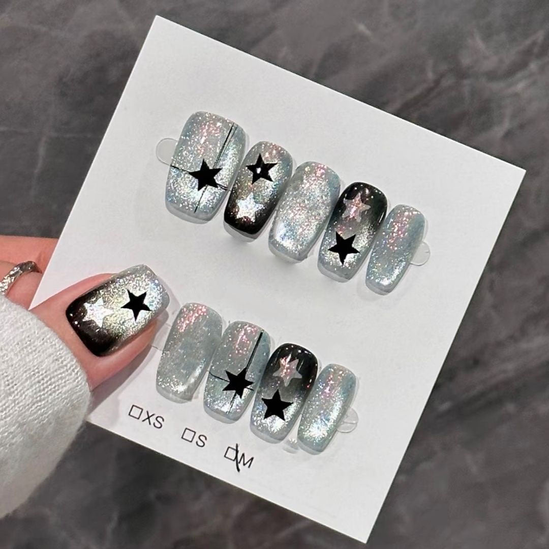 Artistic Star-Pattern Press-On Nail Set Bowlift