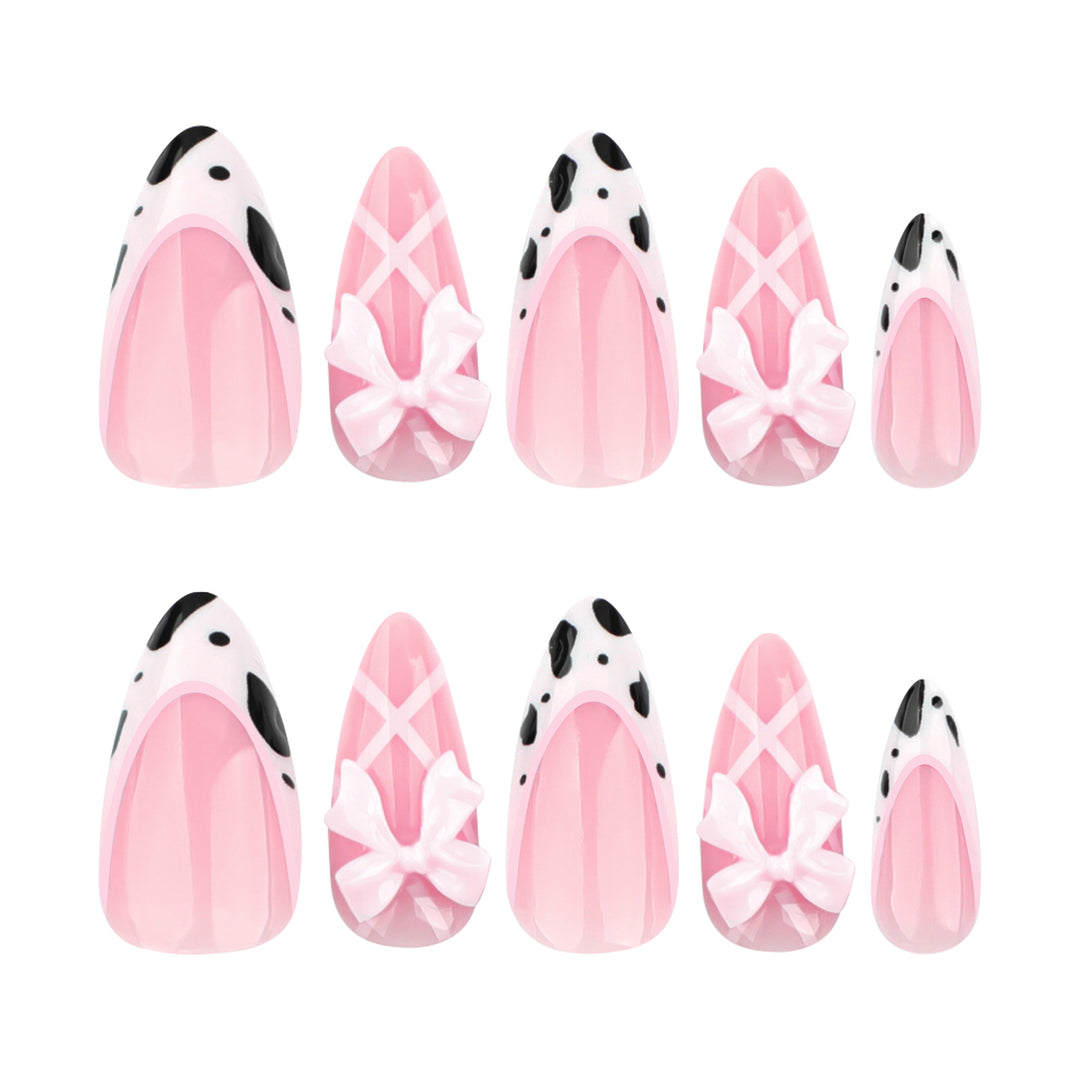 Artistic Nail Extensions with Fine Bow Patterns Bowlift