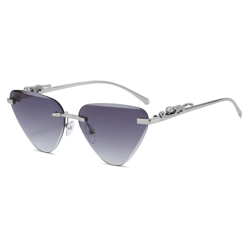 Women's Designer Sunglasses with Creative, Triangular Frame and Elegant Gold Accents Bowlift