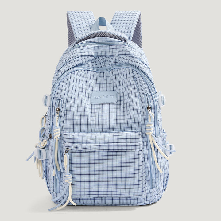 Stylish Multi-Pocketed Checkered Backpack