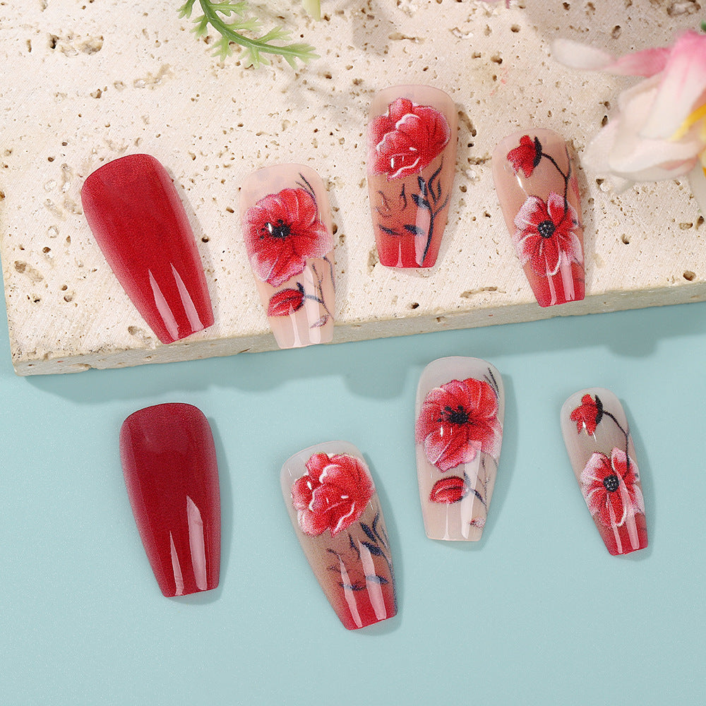 Artificial Nails Set with Floral Design Bowlift