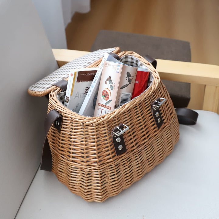 High-quality shopping basket with leather handles