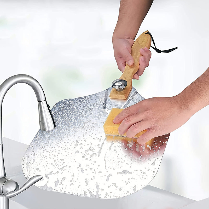 professional pizza peel set with foldable stainless steel shovel ergonomic wooden handle pizza cutter rocker and bench scraper Bowlift