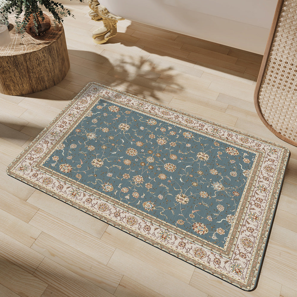 Elegant Vintage Floral Bath Mat Bowlift