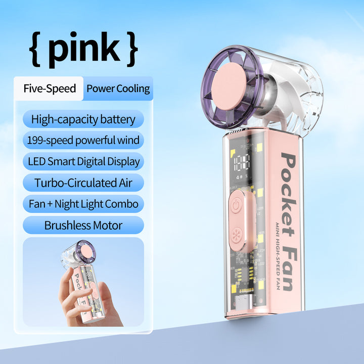 Women Portable High-Speed Mini Fan with LED Display Bowlift