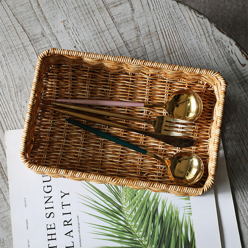 Unisex Rectangular Storage Basket made of hand-woven material Bowlift