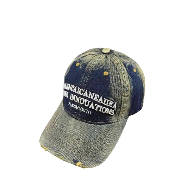 Unisex Vintage-Inspired Distressed Denim Baseball Cap Bowlift