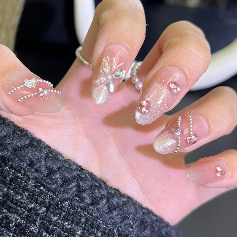Decorative Press-On Nail Art with Glittering Elements Bowlift