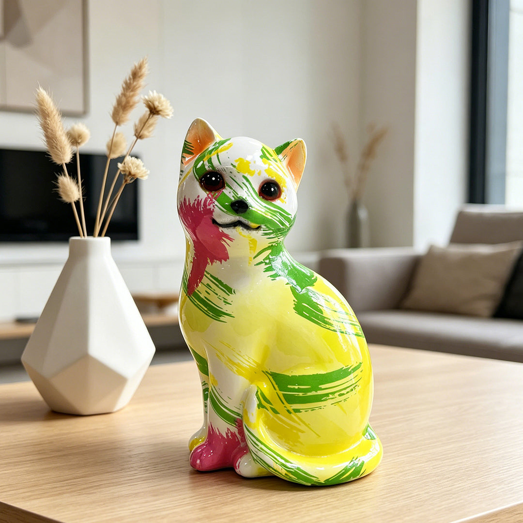 Artistic cat figurine in vibrant design Bowlift