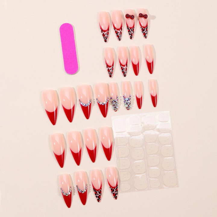 Decorative Animal Print Stiletto Nail Extensions Bowlift