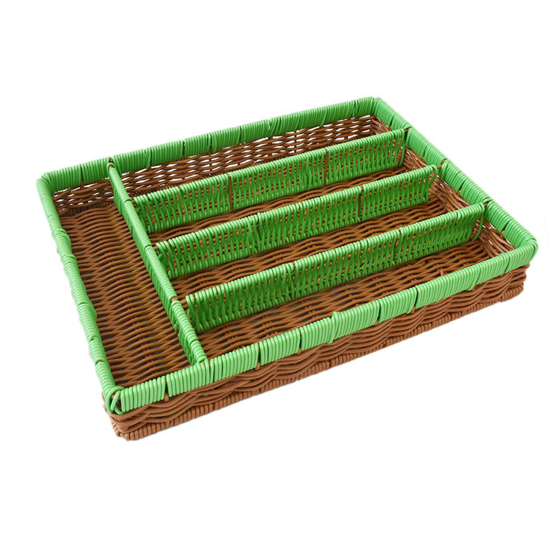 Stylish Multi-Compartment Woven Storage Organizer Bowlift