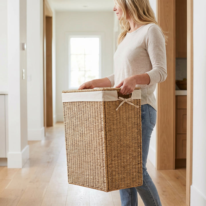 High-quality laundry basket made of natural wicker Bowlift