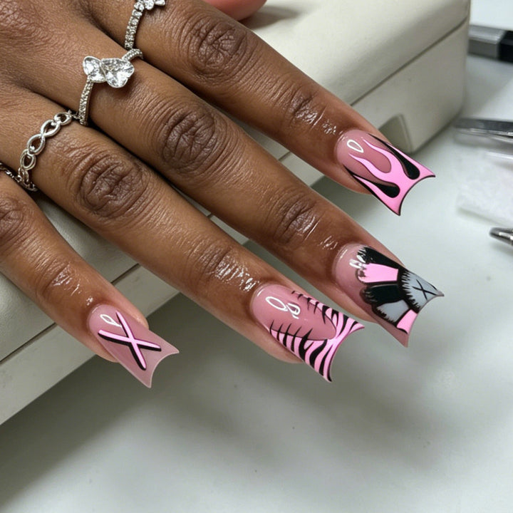 Artistic Long Nail Design Tips with Unique Patterns Bowlift
