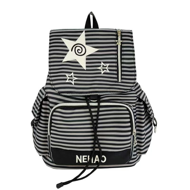 Multi-Pocket Striped Backpack Bowlift