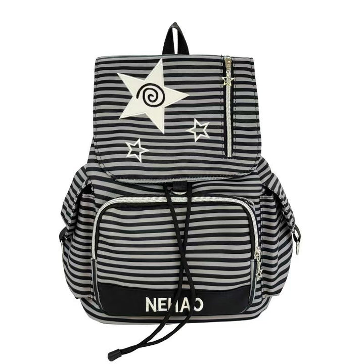 Multi-Pocket Striped Backpack Bowlift