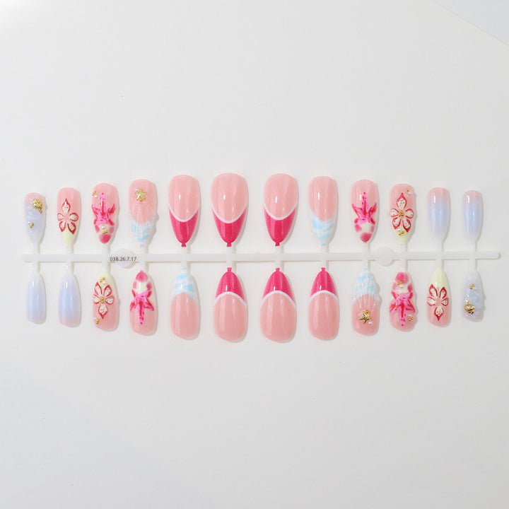 Artistic Floral Press-On Nail Tips Bowlift