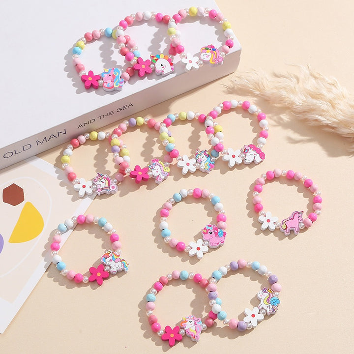 Playful children's bracelet with unicorn and flower motif Bowlift