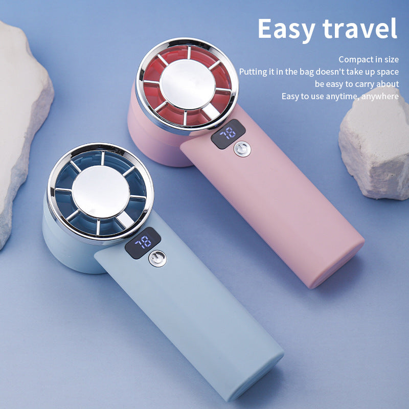 Women Portable Hand Fan with Digital Display Bowlift