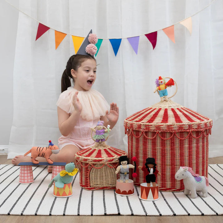Playful cat basket in circus design Bowlift