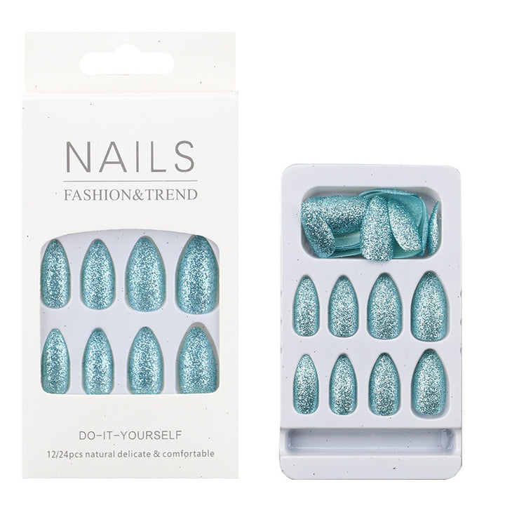 Glittering Almond-Shaped Press-On Nail Tips Bowlift