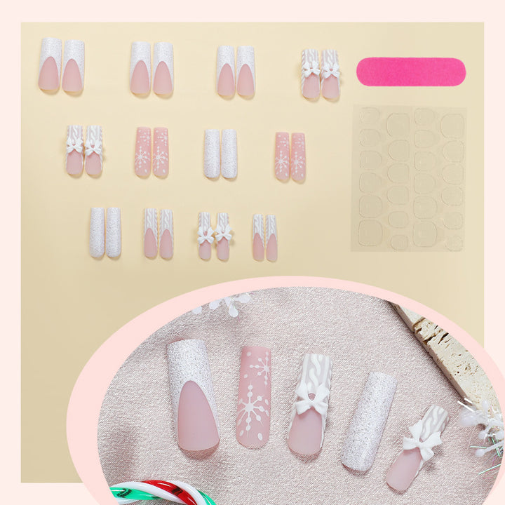 Artificial nail set with luxurious glitter and floral accents Bowlift