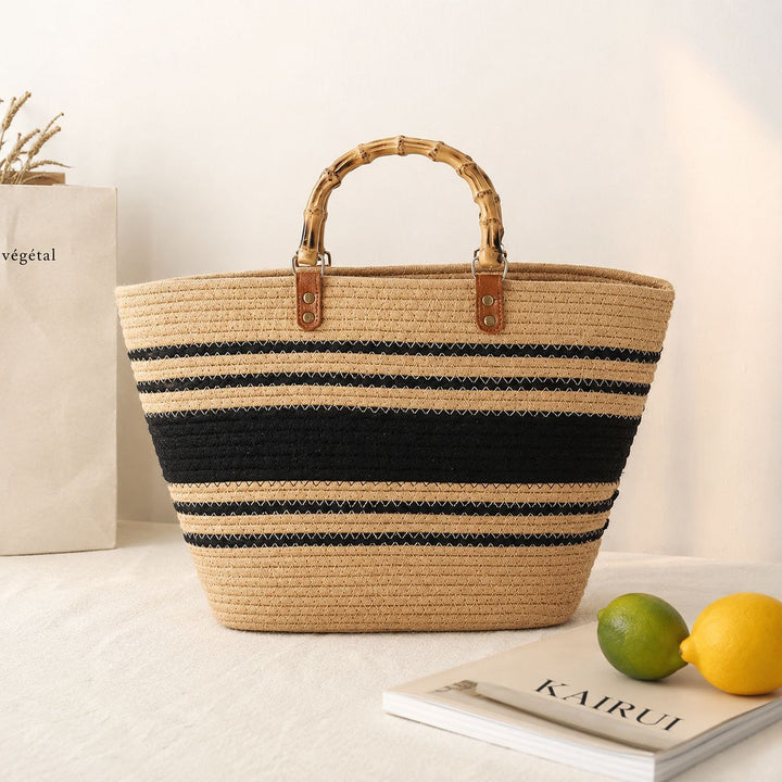 Stylish basket bag with bamboo handles Bowlift
