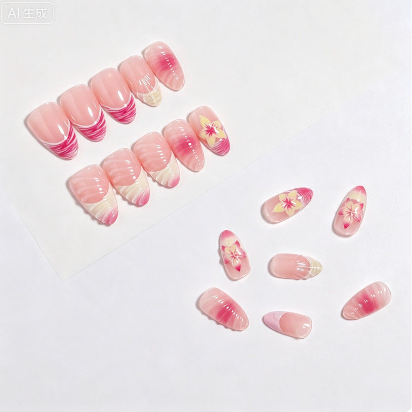 Elegant Floral-Themed Press-On Nail Set Bowlift