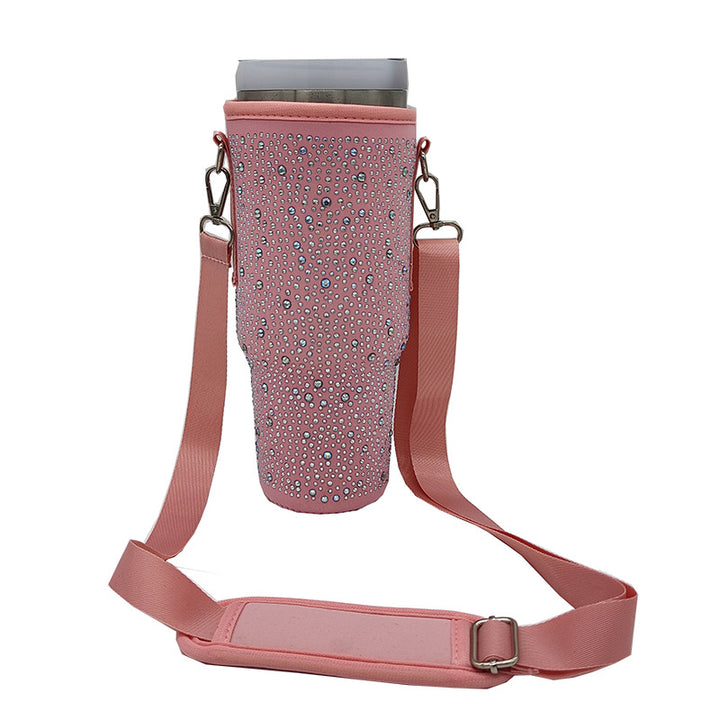 Ladies coffee cup cover with glitter stones Bowlift