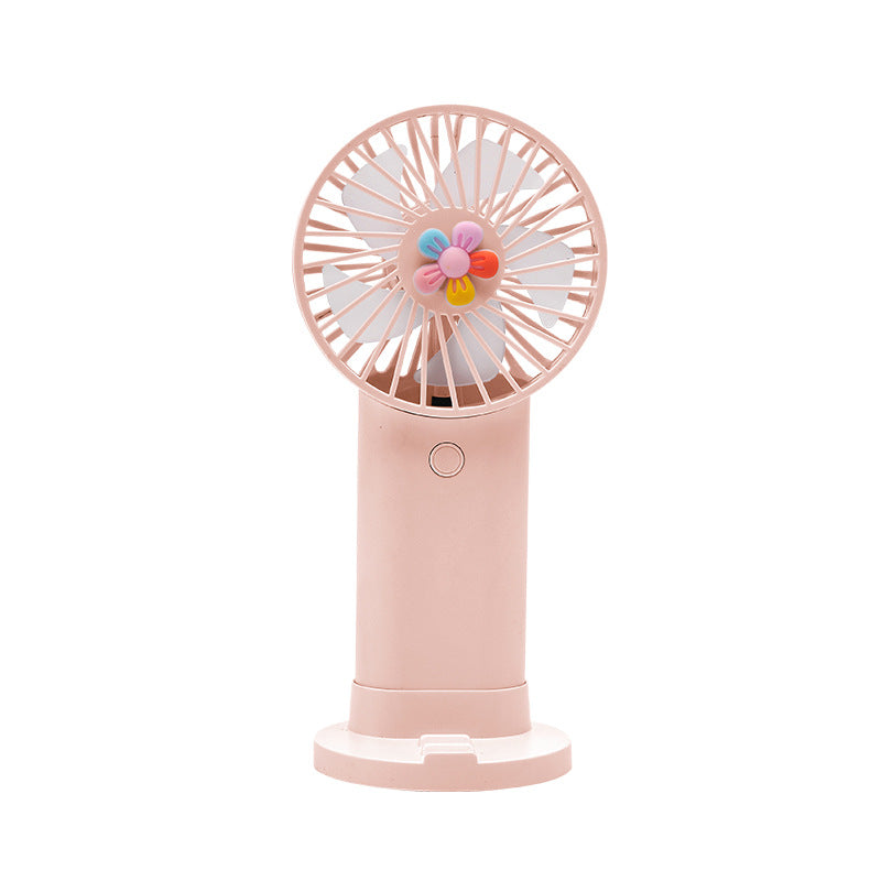 Women's Portable Handheld Fan with Playful Flower Design Bowlift