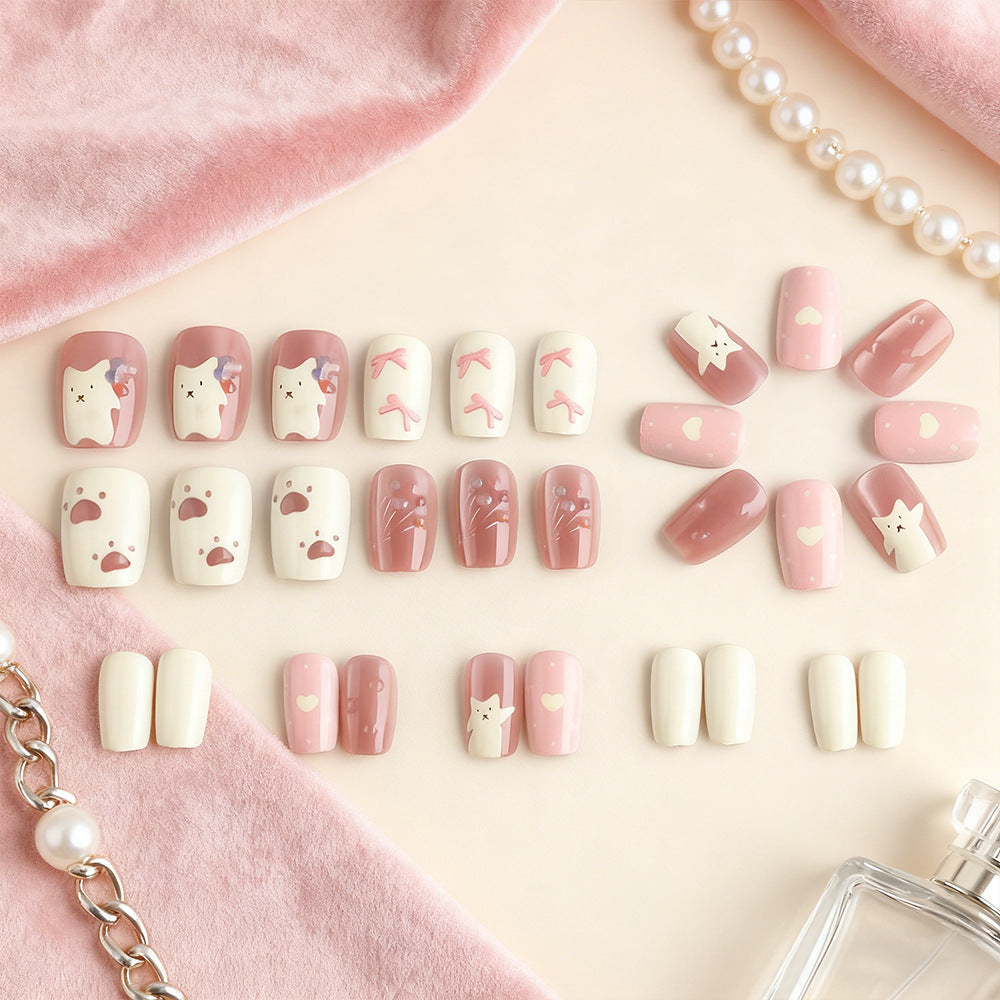 Creative Cat-Themed Press-On Nails Bowlift