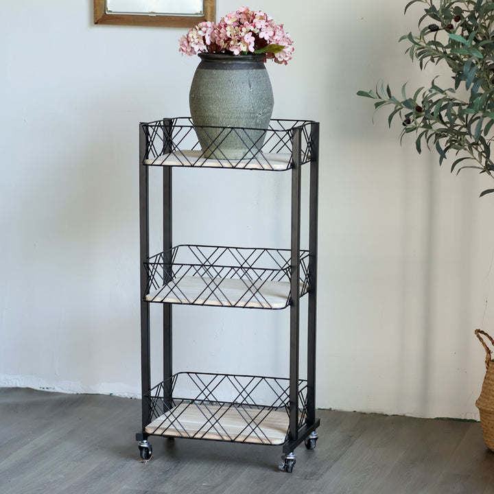 Modern rolling cart with three shelves and wheels Bowlift