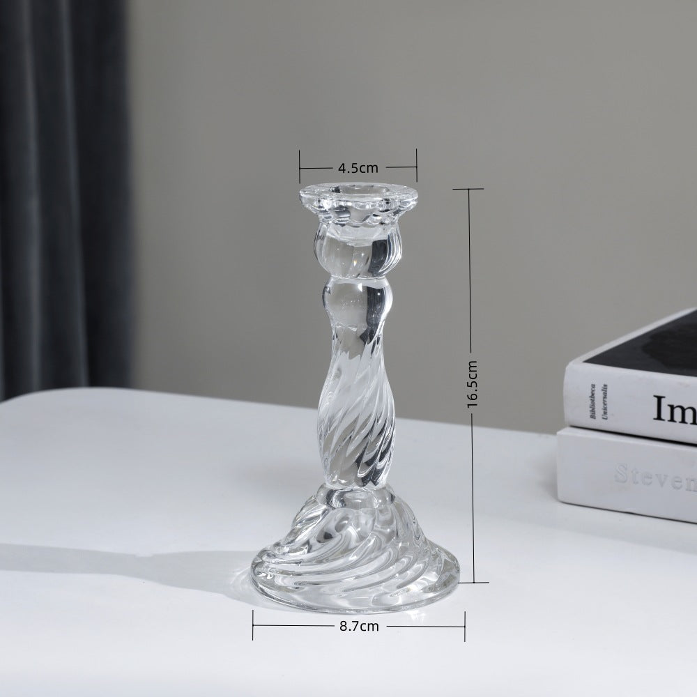 Tall Pressed Glass Decorative Candlestick Holder Bowlift