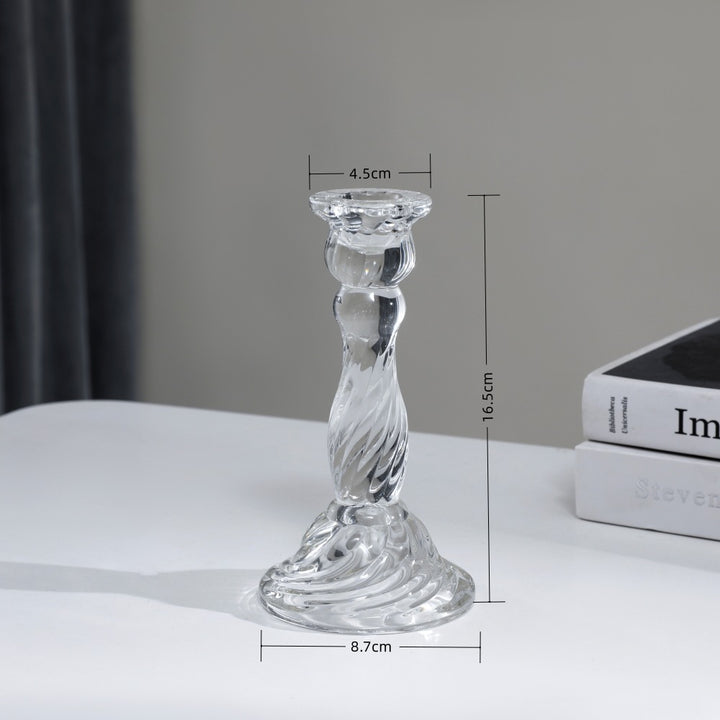 Tall Pressed Glass Decorative Candlestick Holder Bowlift