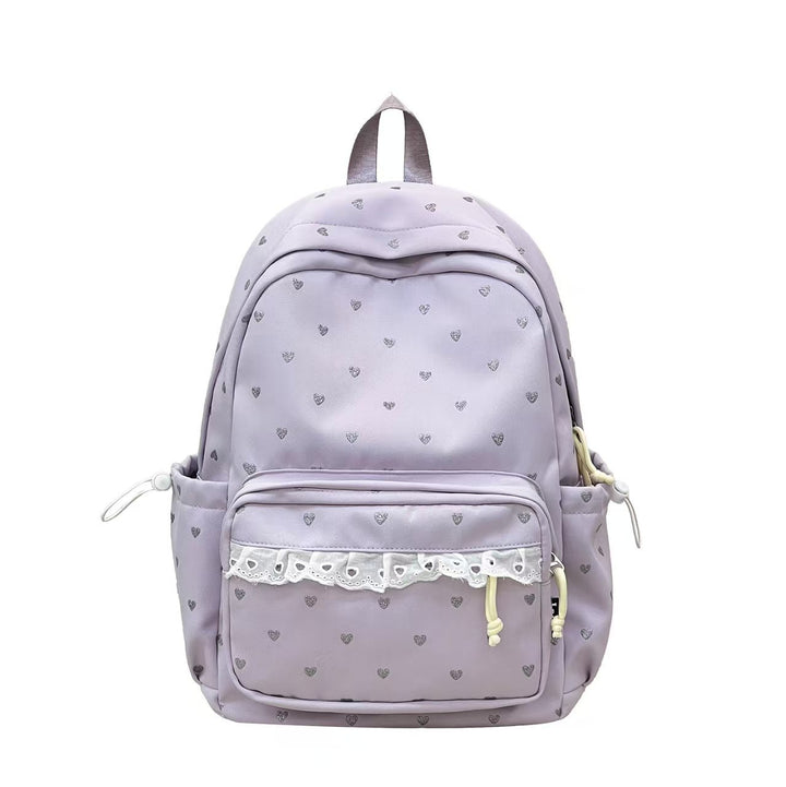 Backpack with Fine Heart Motif and Delicate Lace Appliqué Bowlift
