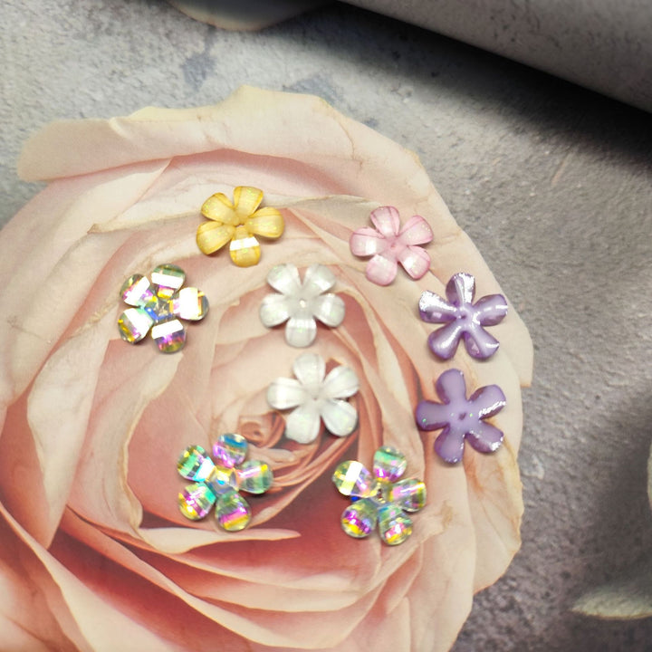 Delicate acrylic flower appliqués Bowlift