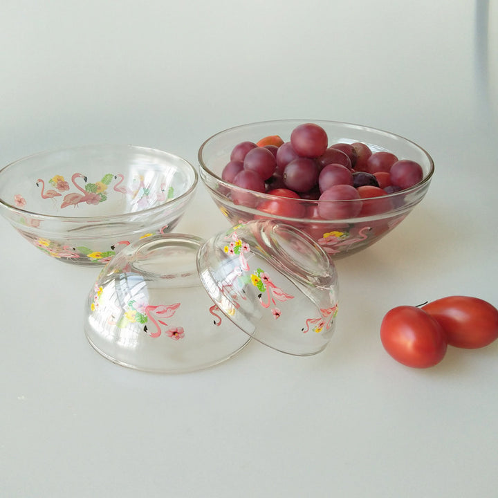 Ladies Storage Bowls Set with Colorful Flamingo Motifs Bowlift