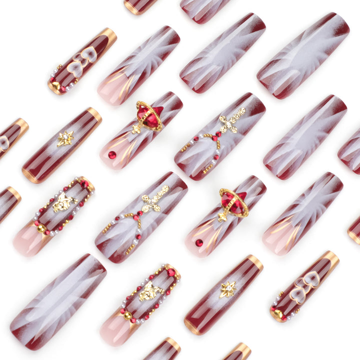 Artistic Nail Art with Glitter and Heart Designs Bowlift
