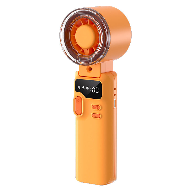 Cooling rechargeable handheld digital display misting mini fan with adjustable tilt and USB-C charging Bowlift