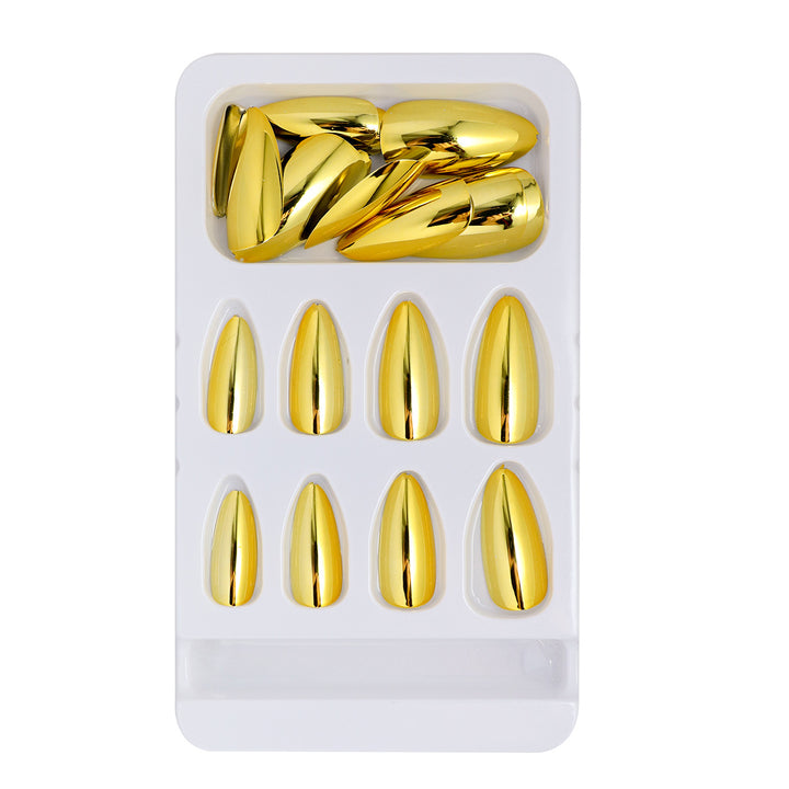 Glossy Metallic Almond-Shaped Press-On Nails Bowlift