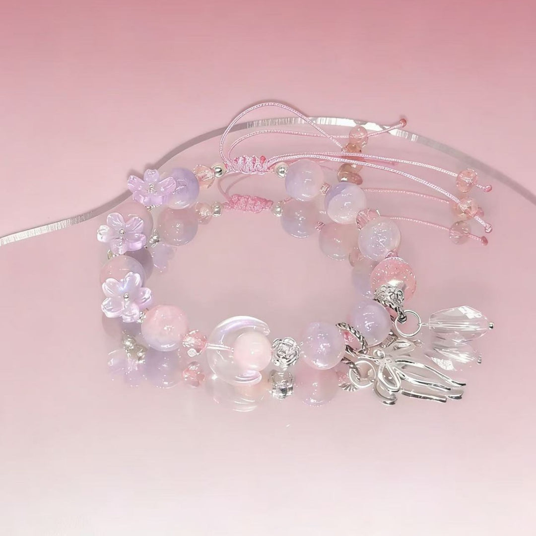 Handmade Floral Bead Charm Bracelet Bowlift