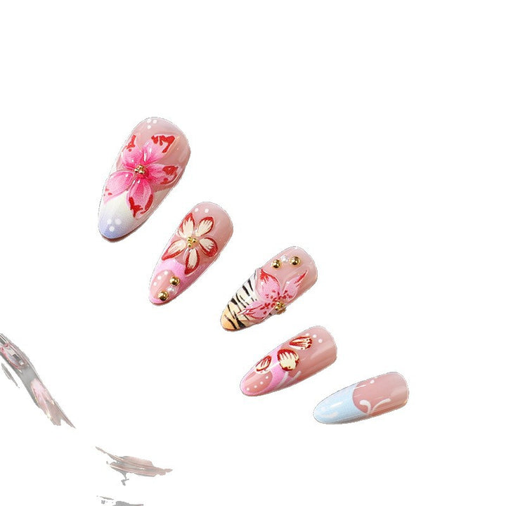 Artistic Floral-Themed Press-On Nail Set Bowlift