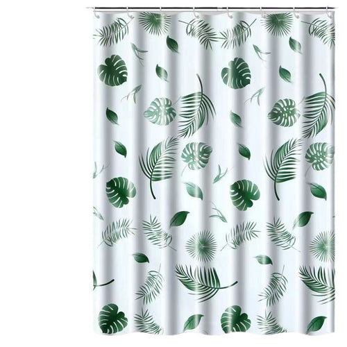 Botanical Leaf Pattern Shower Curtain Bowlift