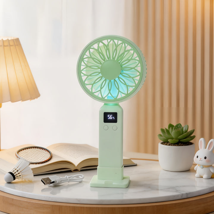 Women Portable Battery Handheld Fan with Digital Control Bowlift