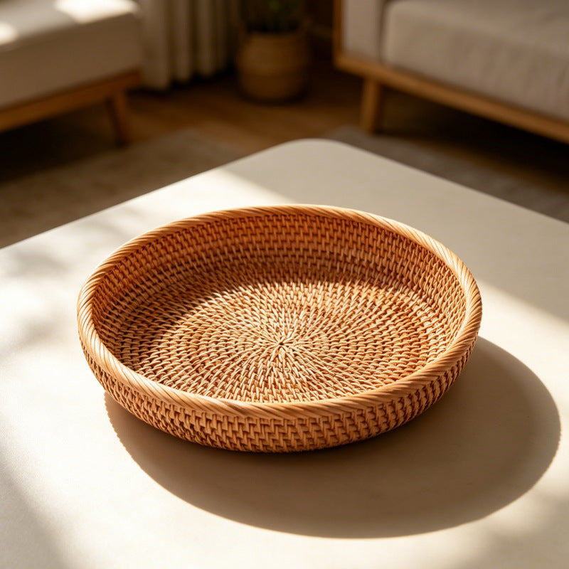 Round Decorative Woven Serving Tray Bowlift