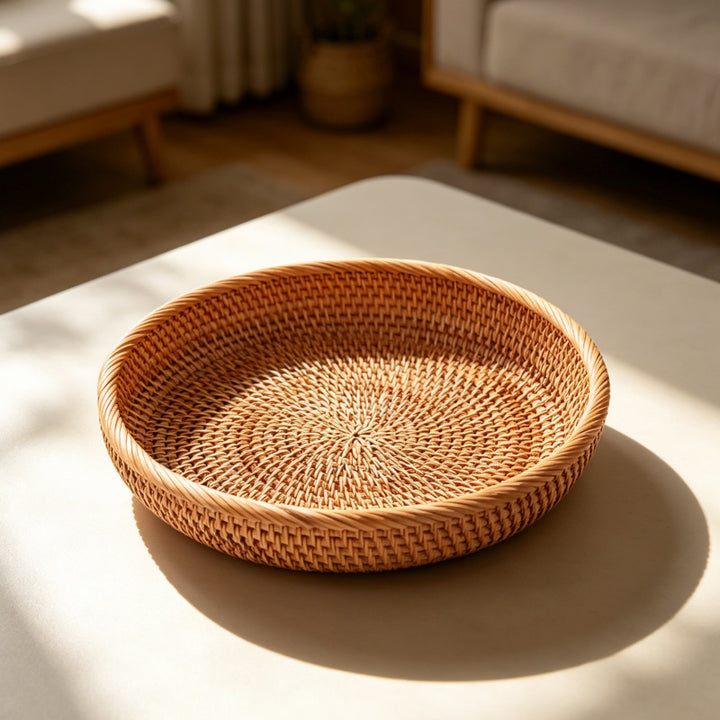 Round Decorative Woven Serving Tray Bowlift