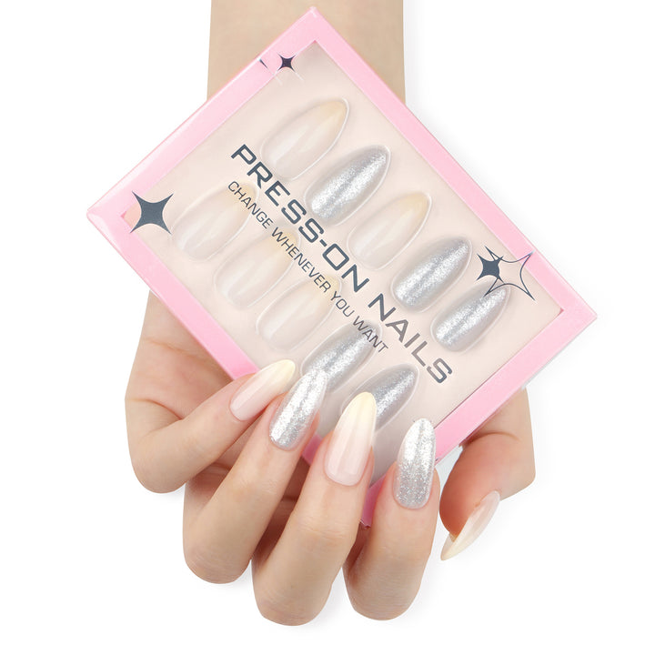 Artificial press-on nails with high-quality glitter accents Bowlift