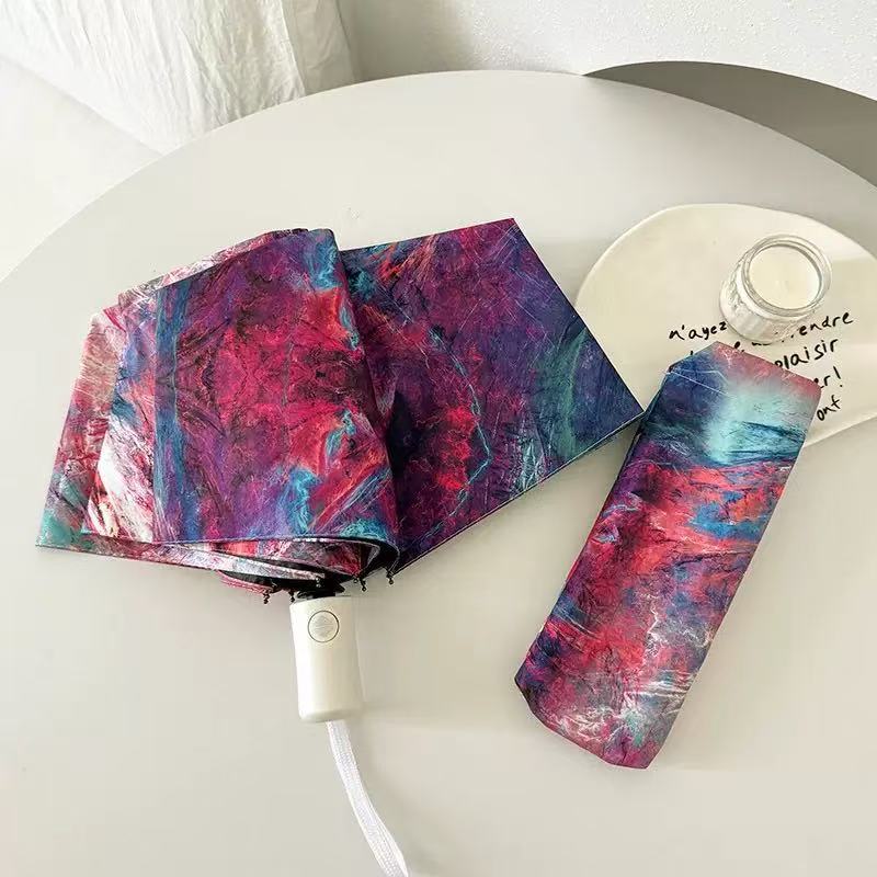 Women's Folding Umbrella with Creative Art Design Bowlift